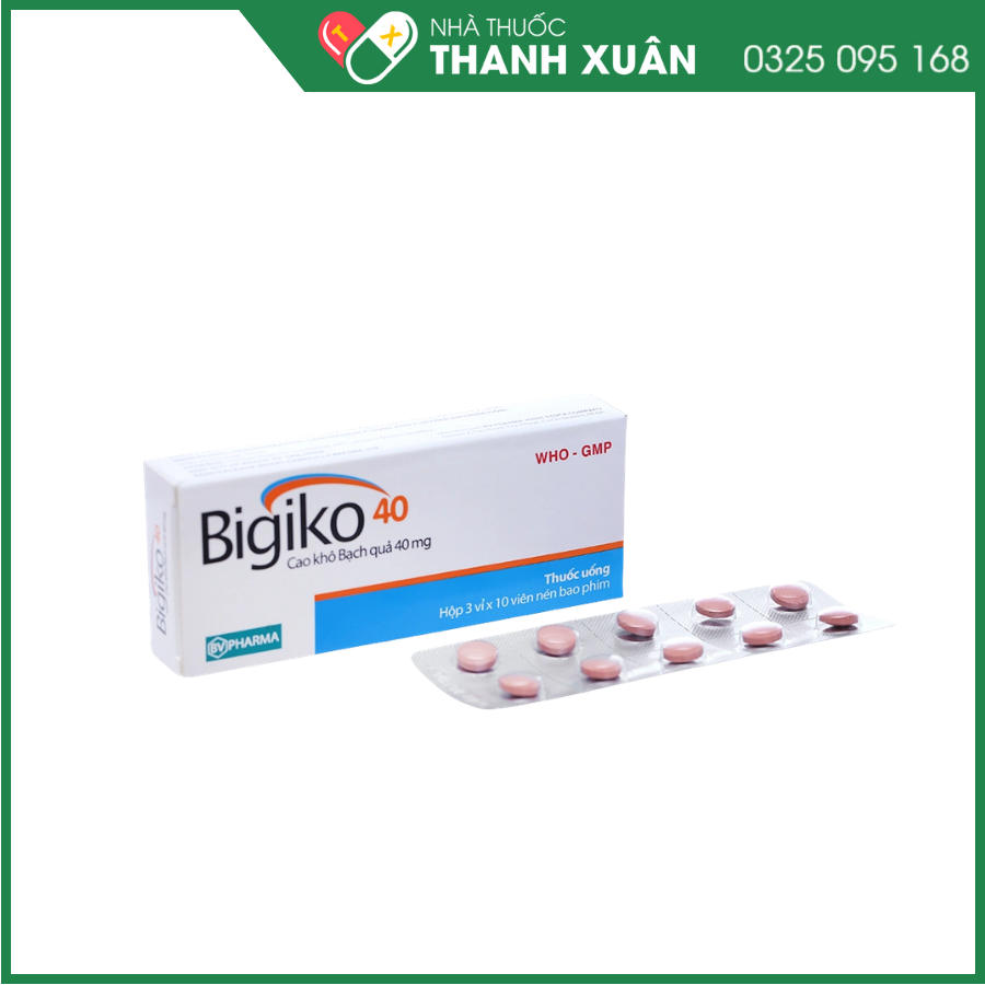 Bigiko 40 điều trị thiểu năng tuần hoàn máu não, suy giảm trí nhớ